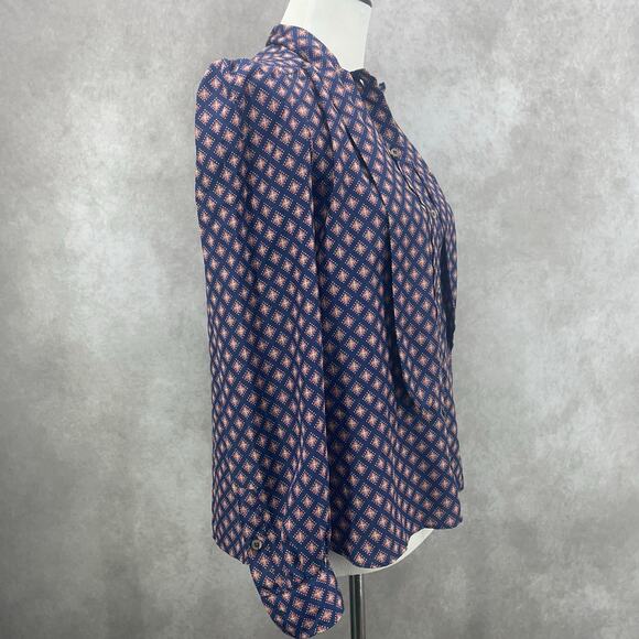 Vtg 80s Evan-Picone Lord Taylor Women Sz 8 Button Up Shirt W/Neck Tie Geometric - Picture 2 of 9